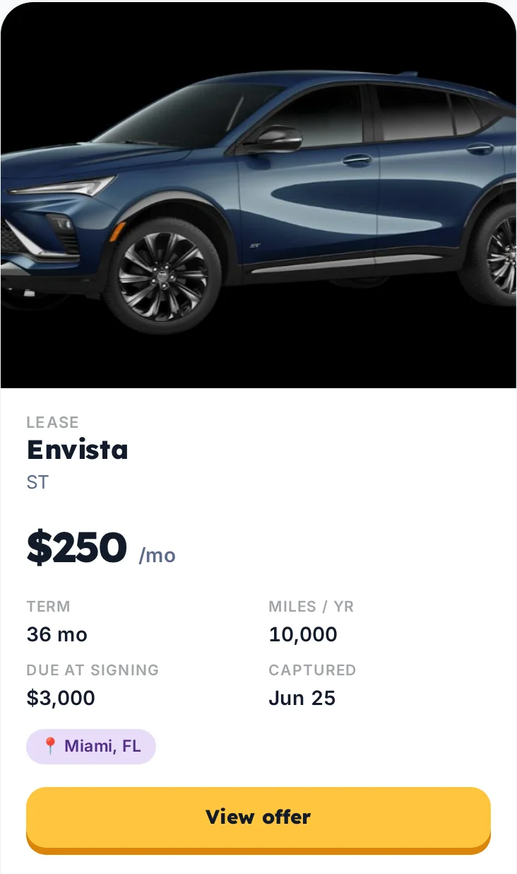 Example Buick lease deal card